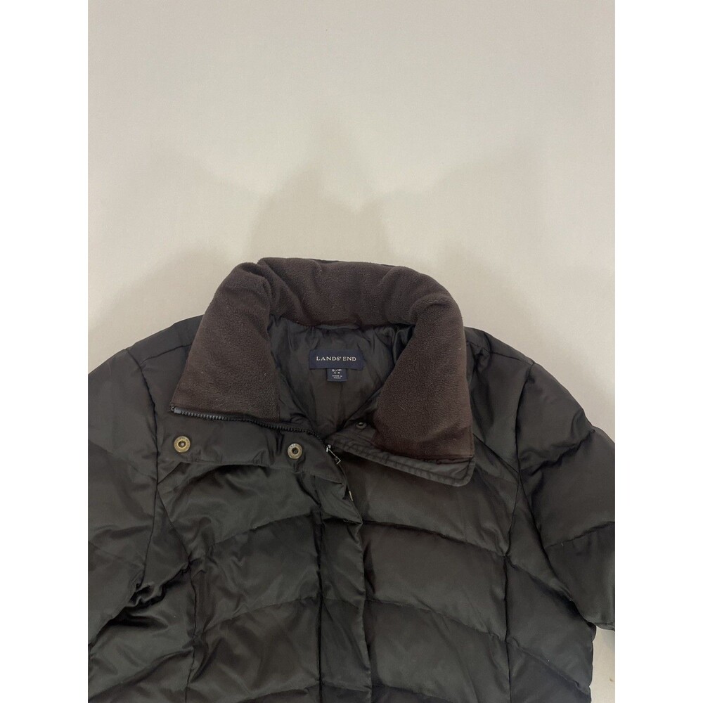 Lands’ End Women’s Black Hooded Down Parka Jacket Size S Small Flaws - Picture 12 of 16